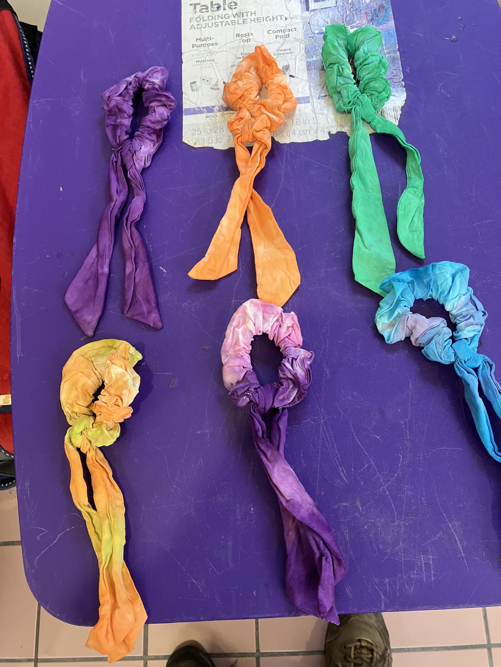 Kids Tie-Dye Scarf Scrunchie Set - Purple, Orange, Green, Blue